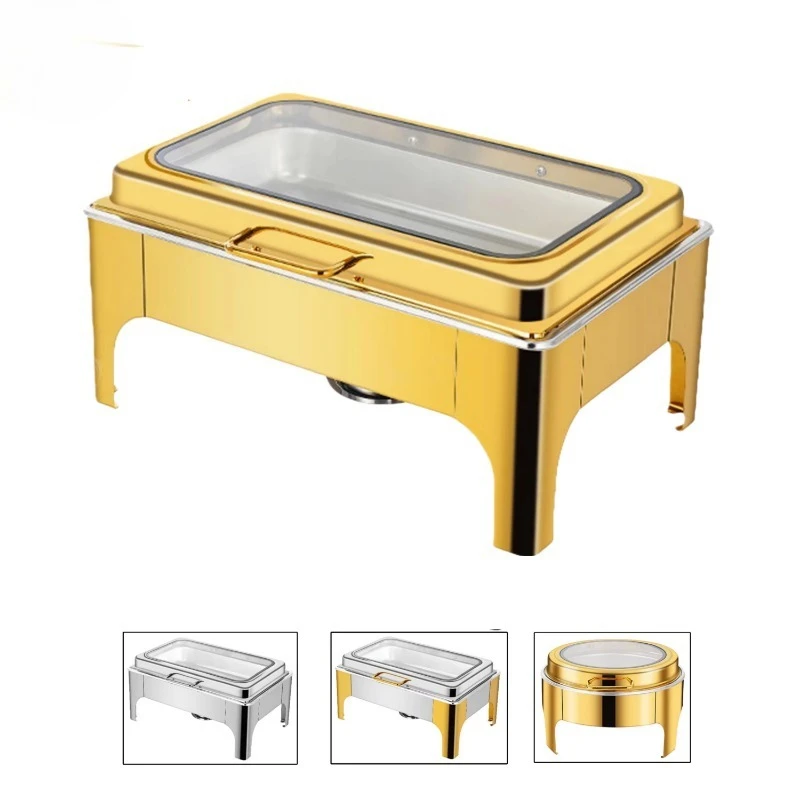 9L gold thermal insulation plate grid liner thermal insulation plate buffet set stainless steel