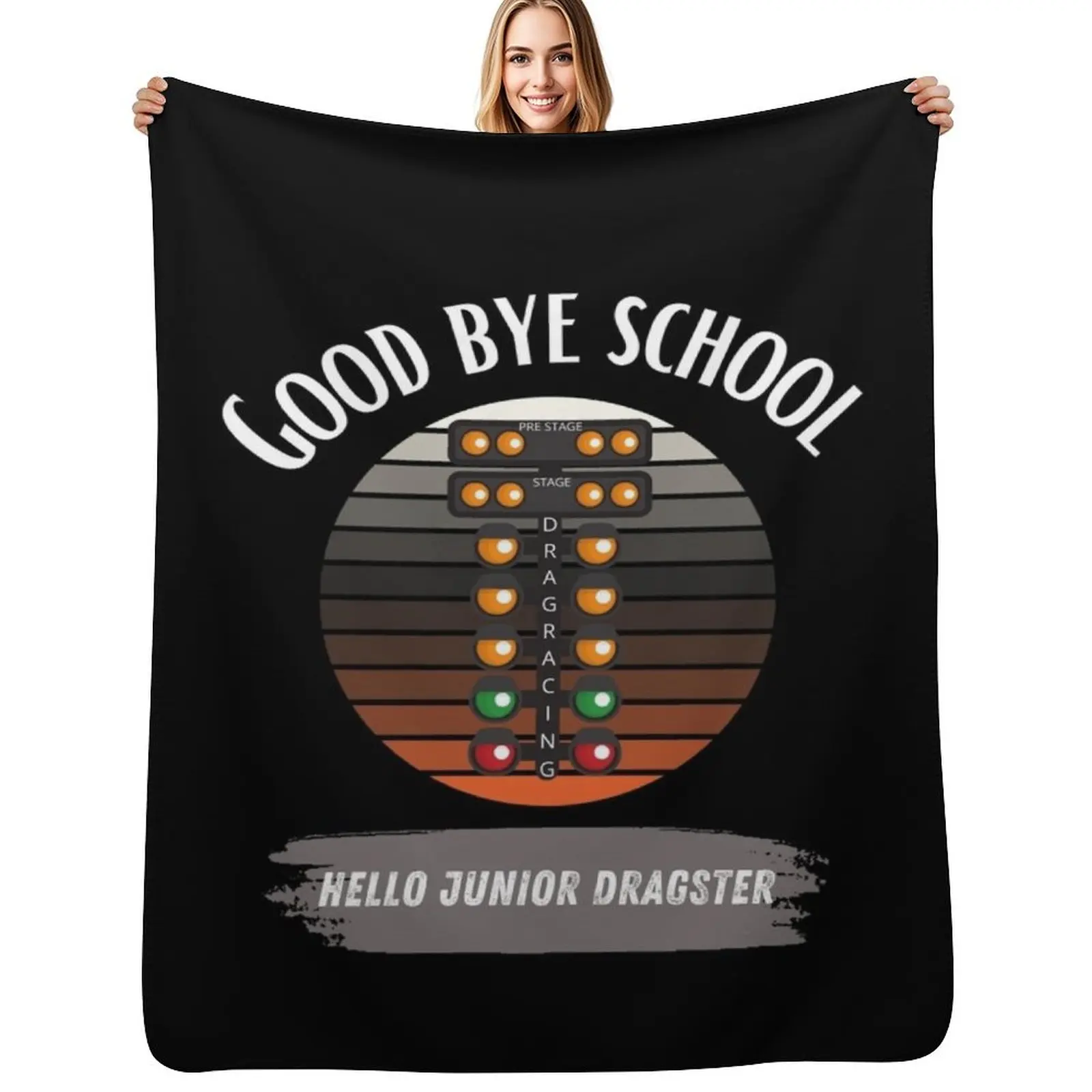 

Good Bye School Hello Junior Dragster Summer Happy Last Day of School Goodbye Racing Drag Racing Dragsters Drag Ra Throw Blanket