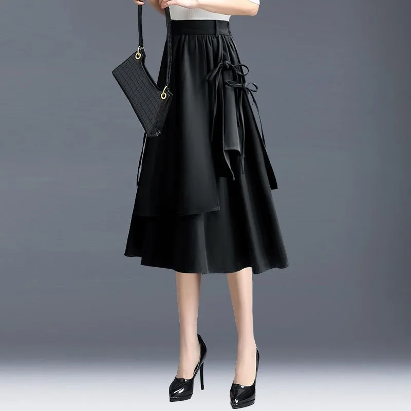 กระโปรงทรงเอ สปริง/ออทัมน์ สำหรับผู้หญิง กระโปรงพลีทเอวสูง ทรงไม่สมมาตร ความยาวปานกลาง เหมาะสำหรับใส่ไปทำงานหรือใส่ในบ้าน ผลิตจากโพลีเอสเตอร์ สี...