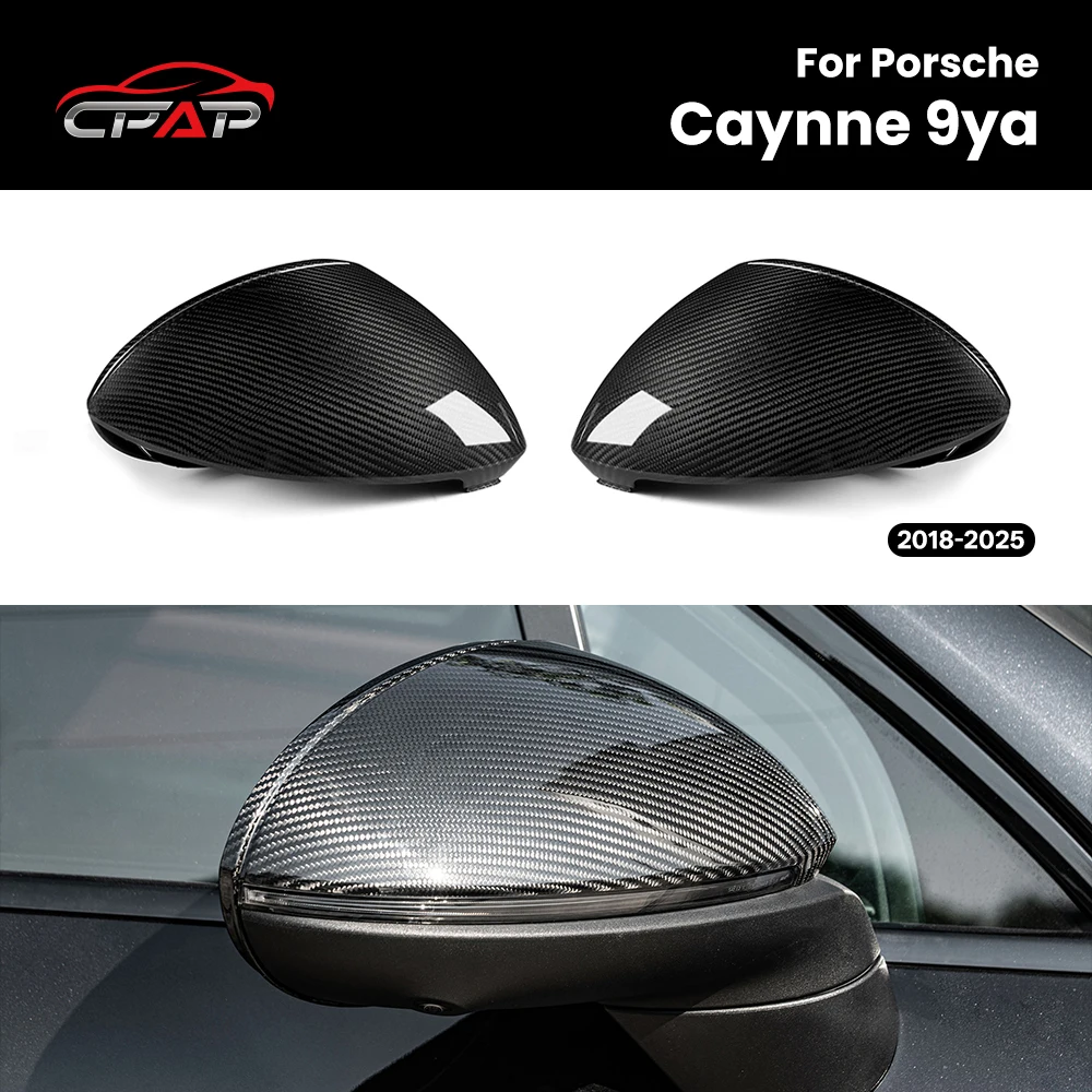 

Real Dry Carbon Fiber Exterior Car Side Door Rearview Mirror Cover Caps For Porsche Cayenne 9ya 2018-2025 OEM Style LHD