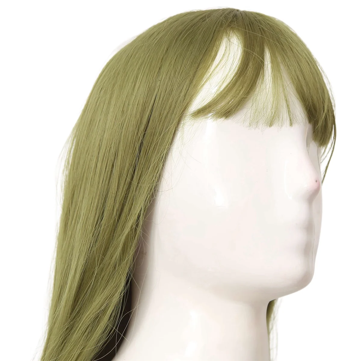 Peluca larga realista de pelo rizado largo ondulado grande con flequillo verde menta peluca sintética para Cosplay mascarada Navidad Halloween