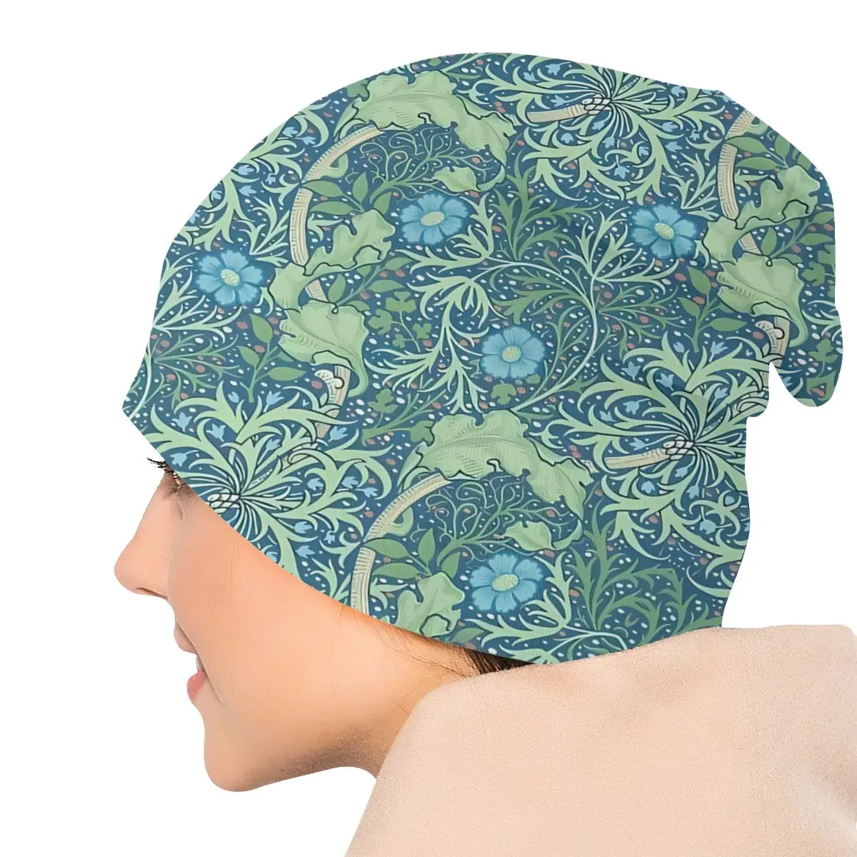 William Morris Flowers Art Skullies Beanies Caps Light Green Blue Thin Hat Sport Sports Bonnet Hats for Men Women