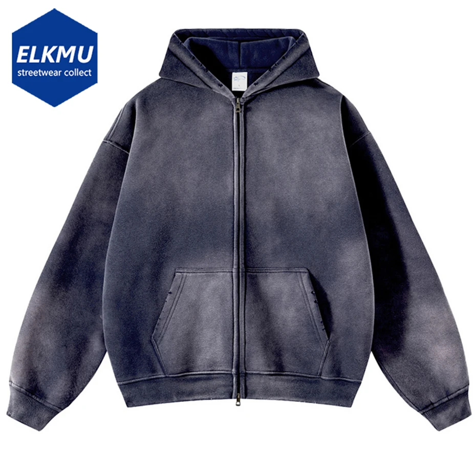 

Vintage Tie Dye Hoodies Oversized Washed Zipper Plush Sweatshirt Jackets Streetwear Harajuku Hip Hop Hoodie