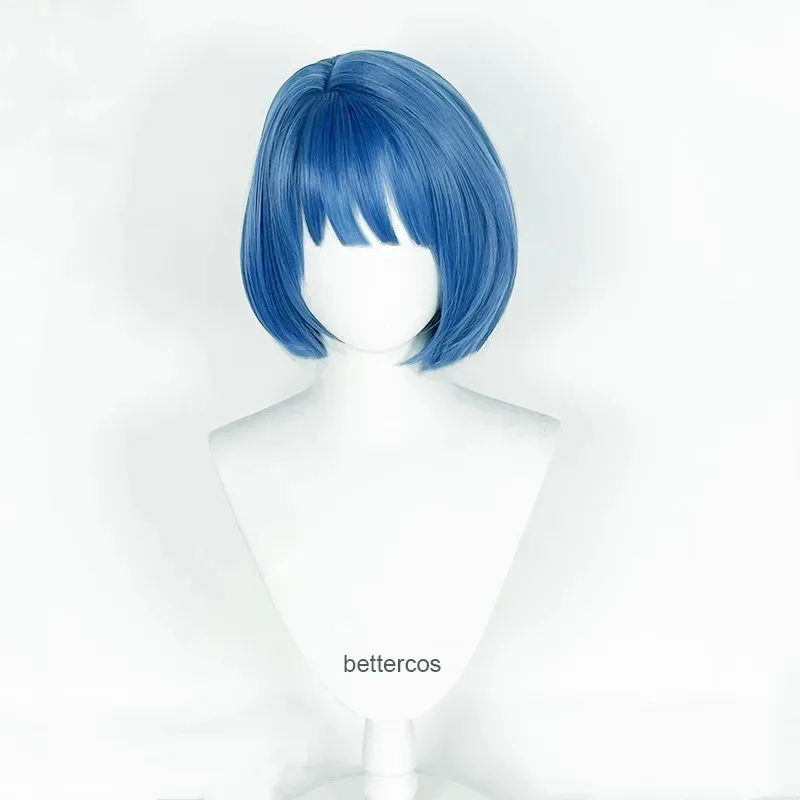 25COSKiritani Haruka شعر مستعار تأثيري أزرق قصير مستقيم بوبو مقاومة للحرارة الشعر أكثر القفز! شعر مستعار للعب دور الهالوين للفتيات من hrk #4