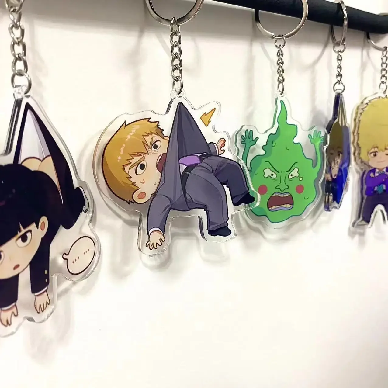 Mob and Psycho 100 Series Keychain Comedy Animation  Peripheral Creative Character Suspended Pendant Keyring Jewelry Presents