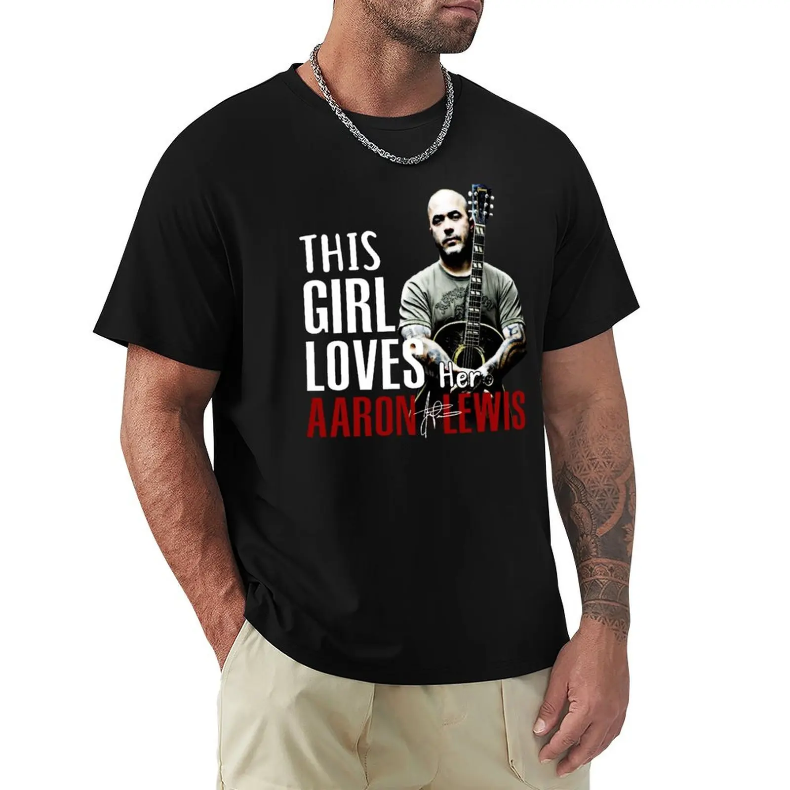 This girl aaron lewis T-Shirt Active Sports Short Sleeve Cotton Shirt
