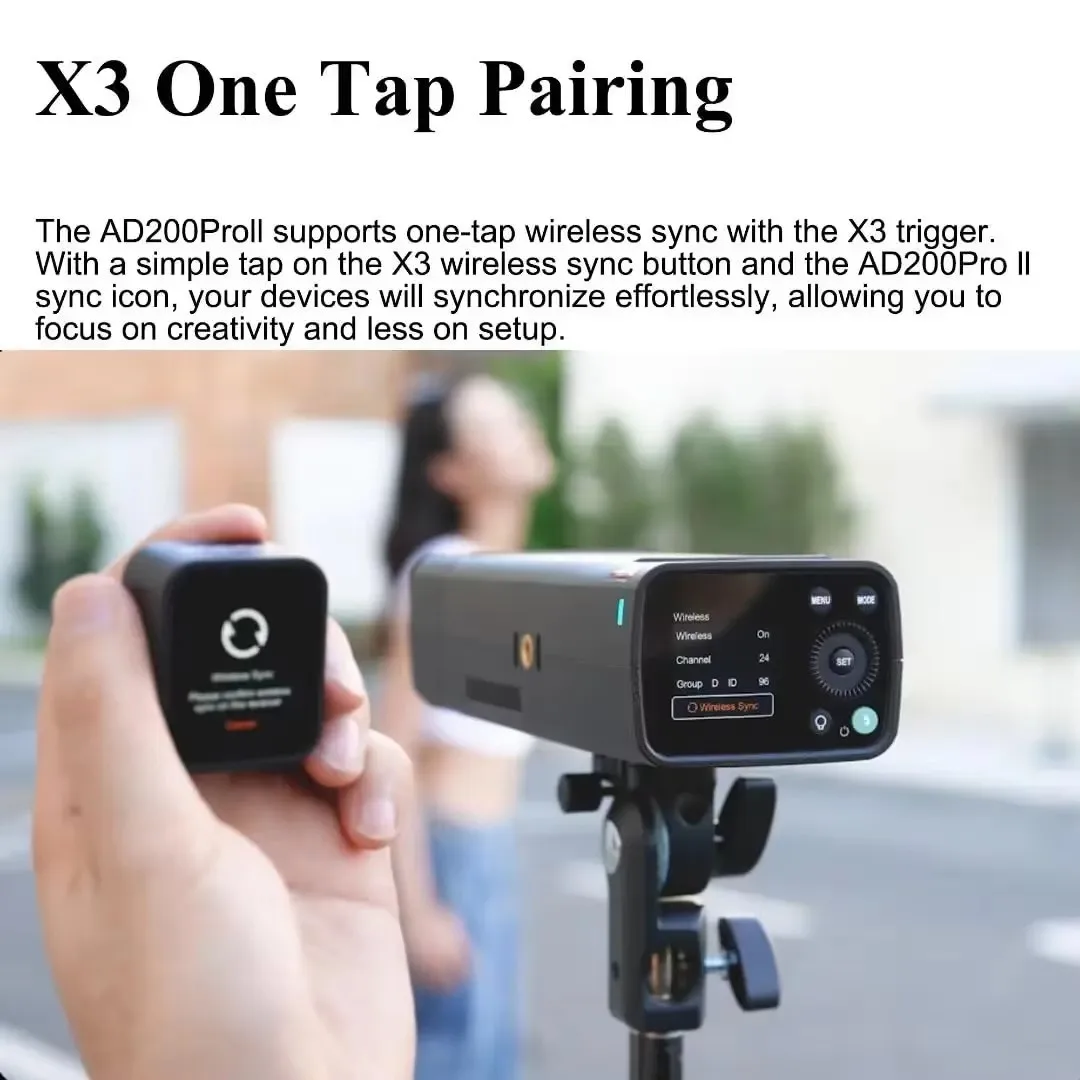 Godox ad200Pro ii ad200 Pro ii TTL 2.4G كاميرا لا سلكية جيب ضوء فلاش متوافق مع X3 لنيكون لكانون لسوني فوجي