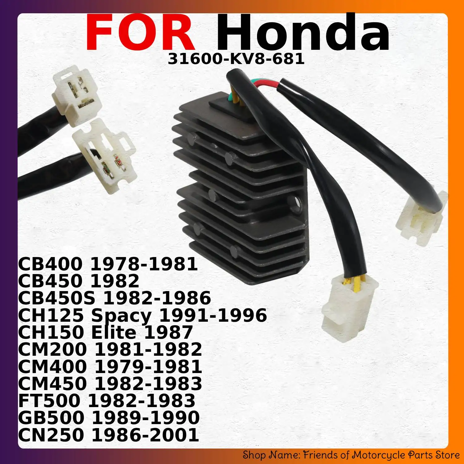 5 wire charger Voltage Regulator Rectifier for Honda CB400 CB450S CH125 CH150 CM200 CM400 CM450 FT500 GB500 CN250 31600-KV8-681