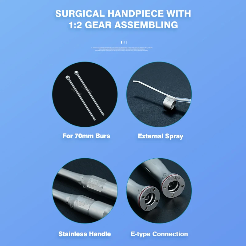 Dental Osteotomy Handpiece 1:2 Angled Surgical Implant Straight Handpiece for Sinus Lifting Bone Collecting ENT Lumbar Surgery