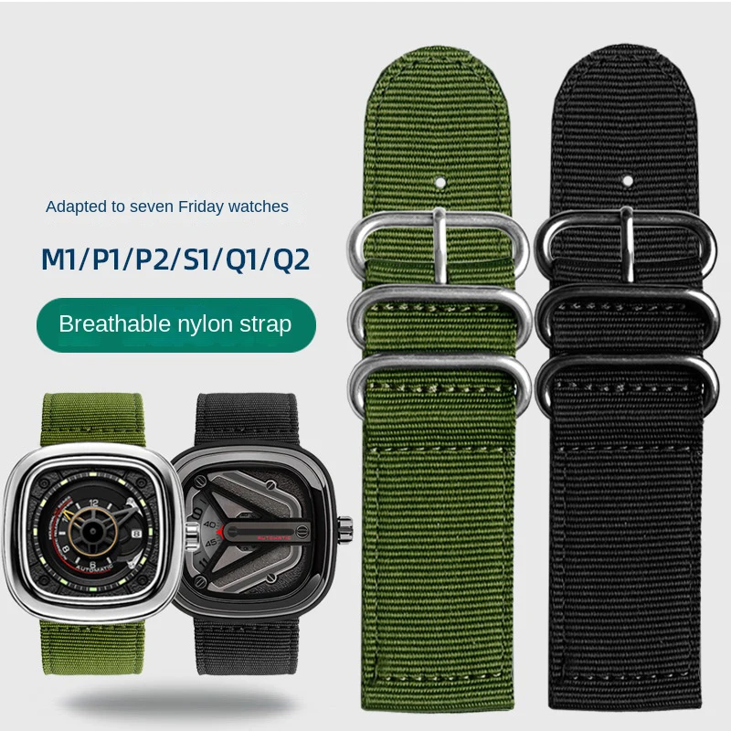 Large size nylon Watch strap male 26mm 28mm For Seven Friday M2/Q201/02/03 Diesel Watch band army green Wrist watch accessories