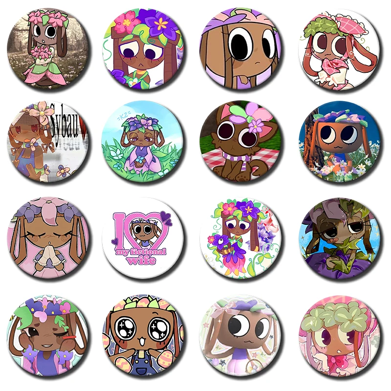 1PC D-Dandys Game World Pin Tinplate Round Brooch Cartoon Game Character Bassie Nijigen Otaku Cosplay Culture Badges 58MM