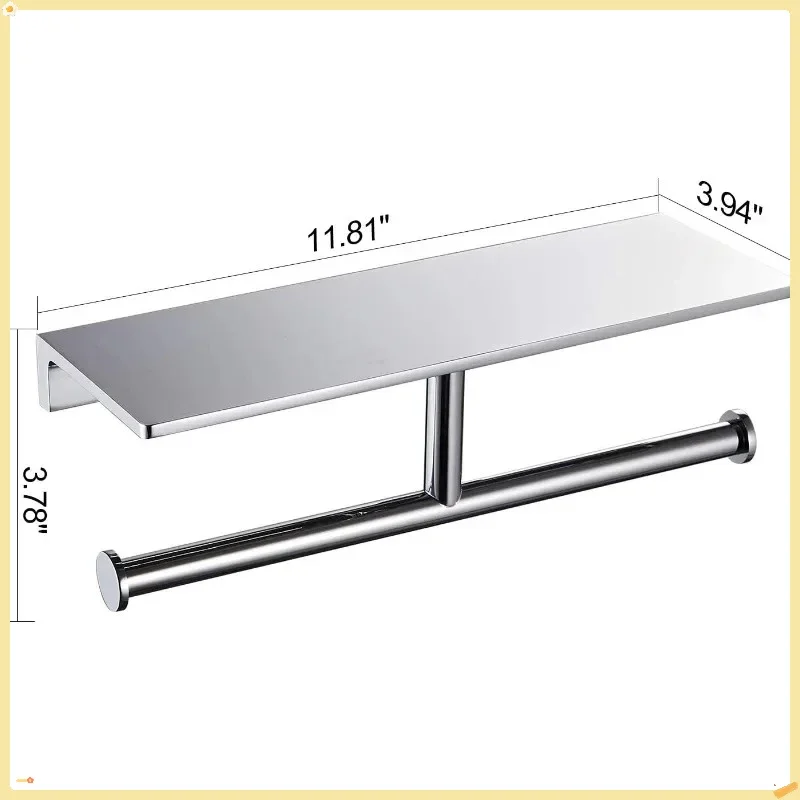 حامل ورق تواليت كروم فاخر للفندق - رف وموزع مزدوج من النحاس، حل تخزين الحمام