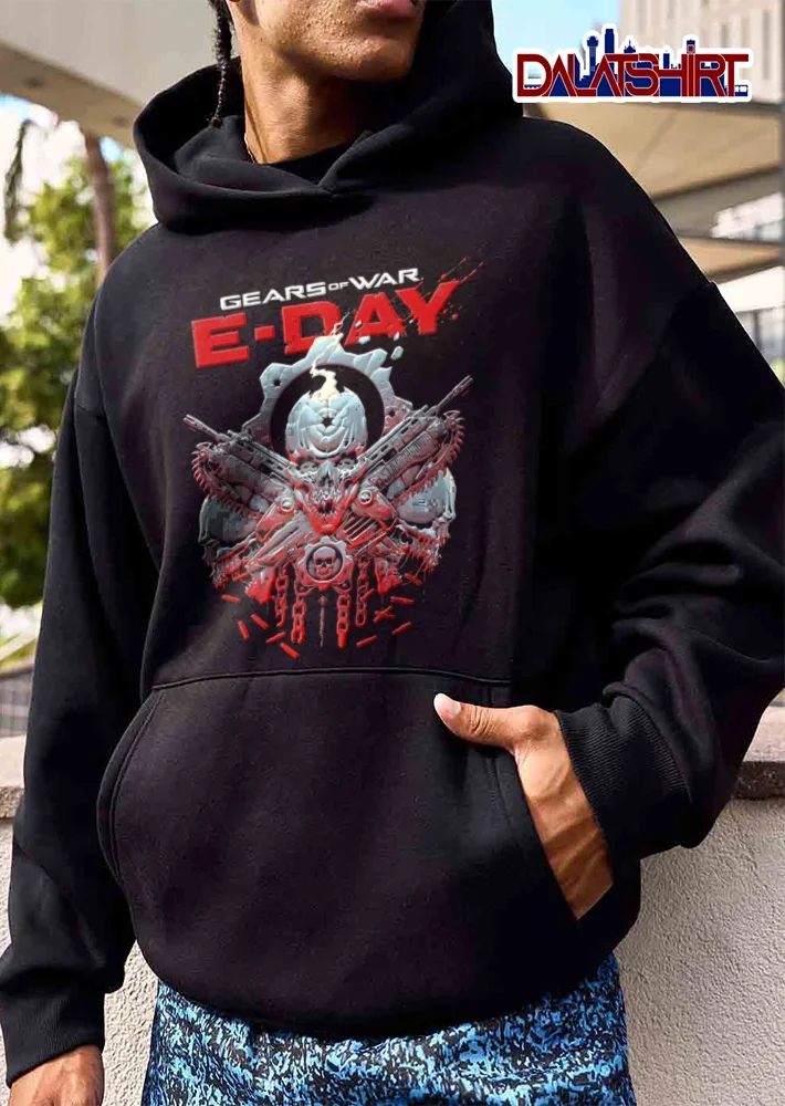 Gears of War E-Day Hoodie Retro Game Graphic Hooded Sweatshirt Men Women Oversize Pullover Gears of War Gaming Merch