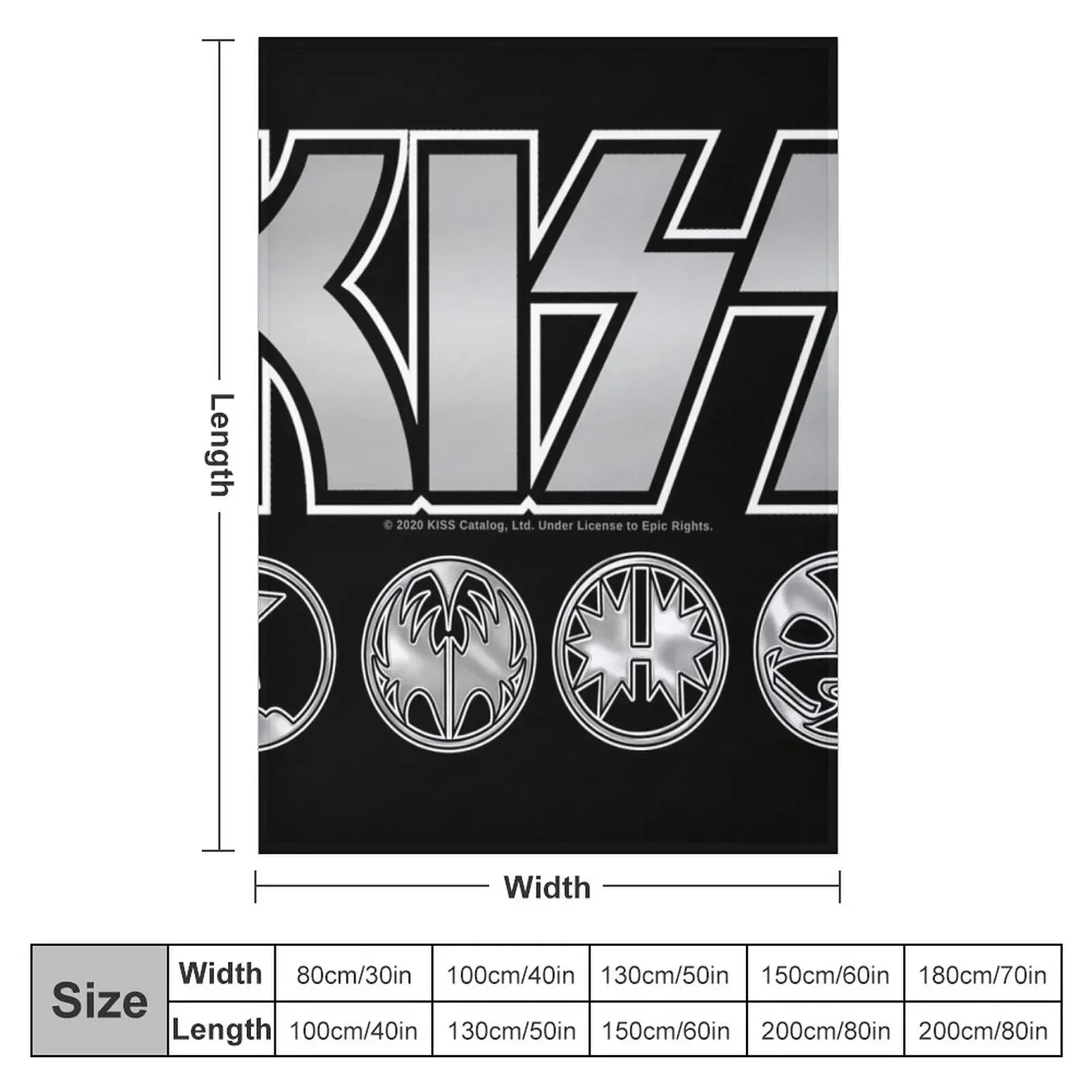 KISS Logo Silver V3 Starchild Demon Spaceman Catman Throw Blanket wednesday Hairys Summer Blankets