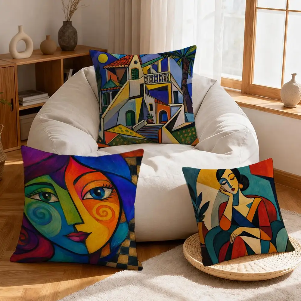 Artist Pablo Picasso Cushion Cover Linen Anti-Mite Antibacterial Cushion Cover Invisible Zipper Sofa Decor