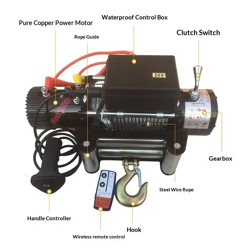 wmwmnu for Car Off-Road Vehicle Self-Rescue Winch with Onboard Mini Crane 24V 220V Hoist 12V Wireless Remote