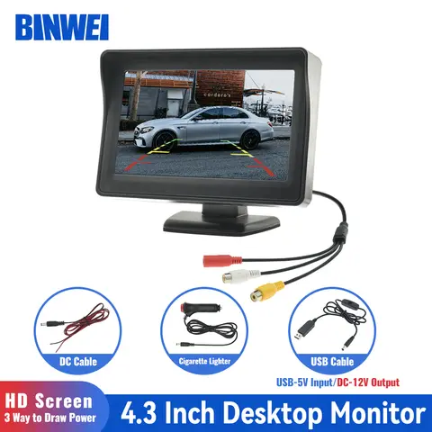 BINWEI 4.3 인치 자동차 모니터 디스플레이 설치가 용이함 고화질 반전 이미지 카메라 용 범용 기계 화면 디스플레이