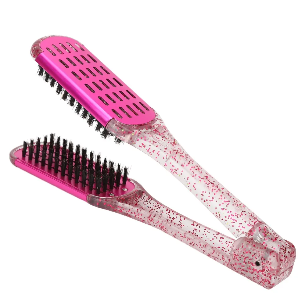 Rose Red Hair Straightening Splint Comb Soft Hair Professional Hair Straightener Clamp Brush Ergonomic Design Anti Static