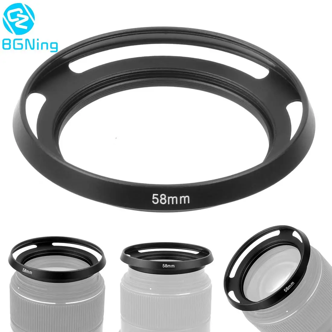 BGNing Universal Metal Ultra-thin Hollow Wide-angle Lens Hood for DSLR Cameras 37 39 40.5 43 46 49 52 55 58 62 67mm Accessories