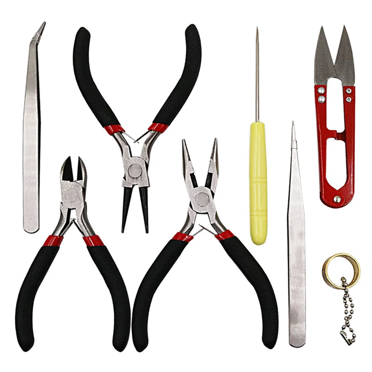 8Pcs/Set Jewelry Making Tool Kits Pliers with Round Nose Plier Side Cutting Pliers Wire Cutter Scissor Beading