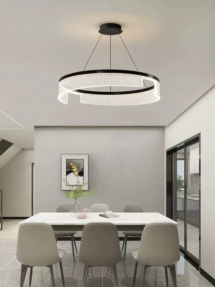 Wohnzimmer Schwarz Runde Led Kronleuchter Moderne Runde Acryl Kronleuchter Restaurant Küche Hängen Lampe Innen Dekoration Licht