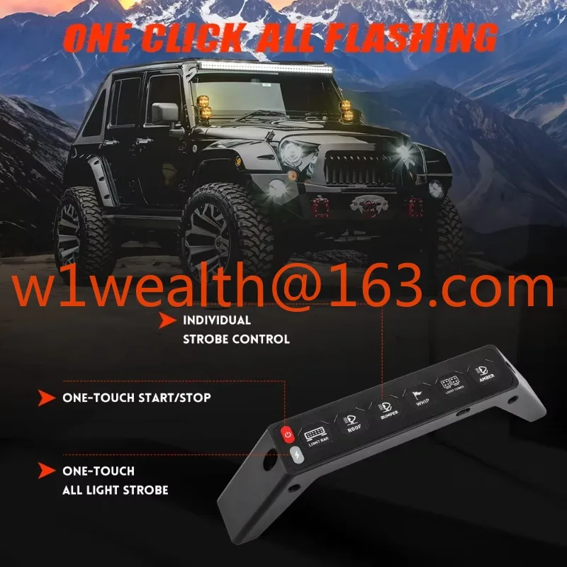720W Circuit Relay System Aux Control Panel With 6 Keys 24V Led Pod Lights Lightbar 6 Gang Switch Panel 12V for Jeep Wranger JL