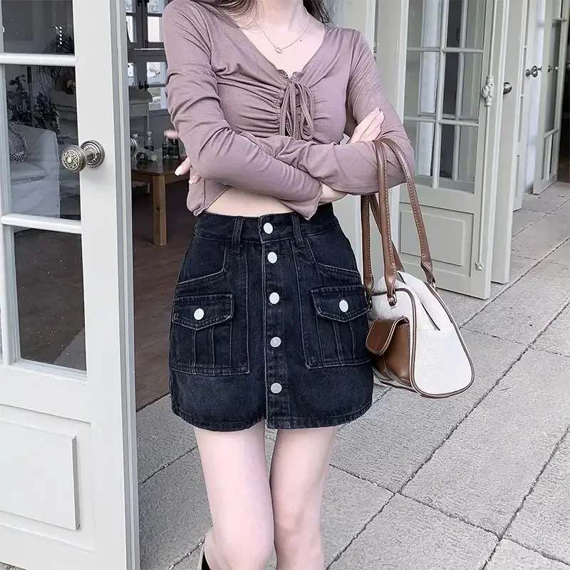 

High Waist Gyaru Pants Chorts Jeans Skirts for Women Modest Luxury Elegant Clothing Sales Y2k Vintage New in Woman Denim Skirt