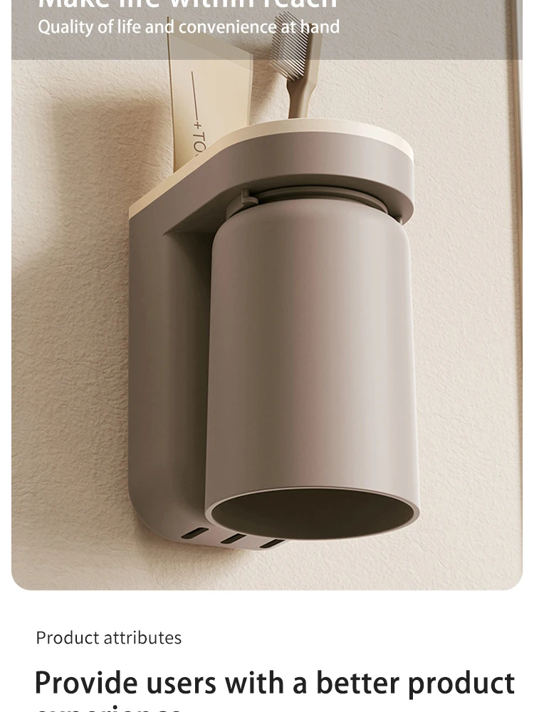 1 Pc Innovative Zahnbürste Lagerung Rack Kein Loch Licht Luxus Mundwasser Tasse Pinsel Tasse Wand Badezimmer Organizer Paar – Detail 2
