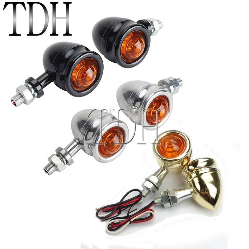 Motorbike Turn Signal Lights for Cruiser Bobber Chopper Sportster Softail Cafe Racer 10mm Universal 12V Retro Blinkers Indicator