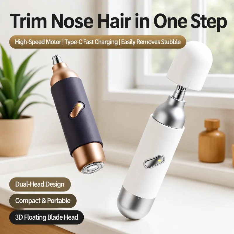 K007 Nose Hair Trimmer Shaver 2-in-1 Electric Men Portable Mini Multifunctional Razor Compact Male Facial Grooming Accessory