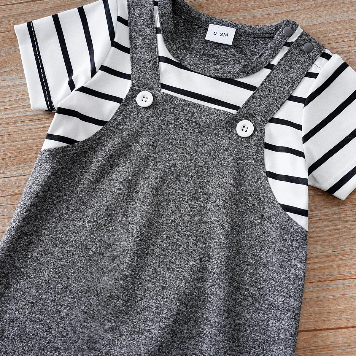 IURNXB Baby Romper Summer Newborn Stripe Short Sleeve Onesie with Suspender Adorable Comfortable Outfit Infant Bodysuit 0-18M