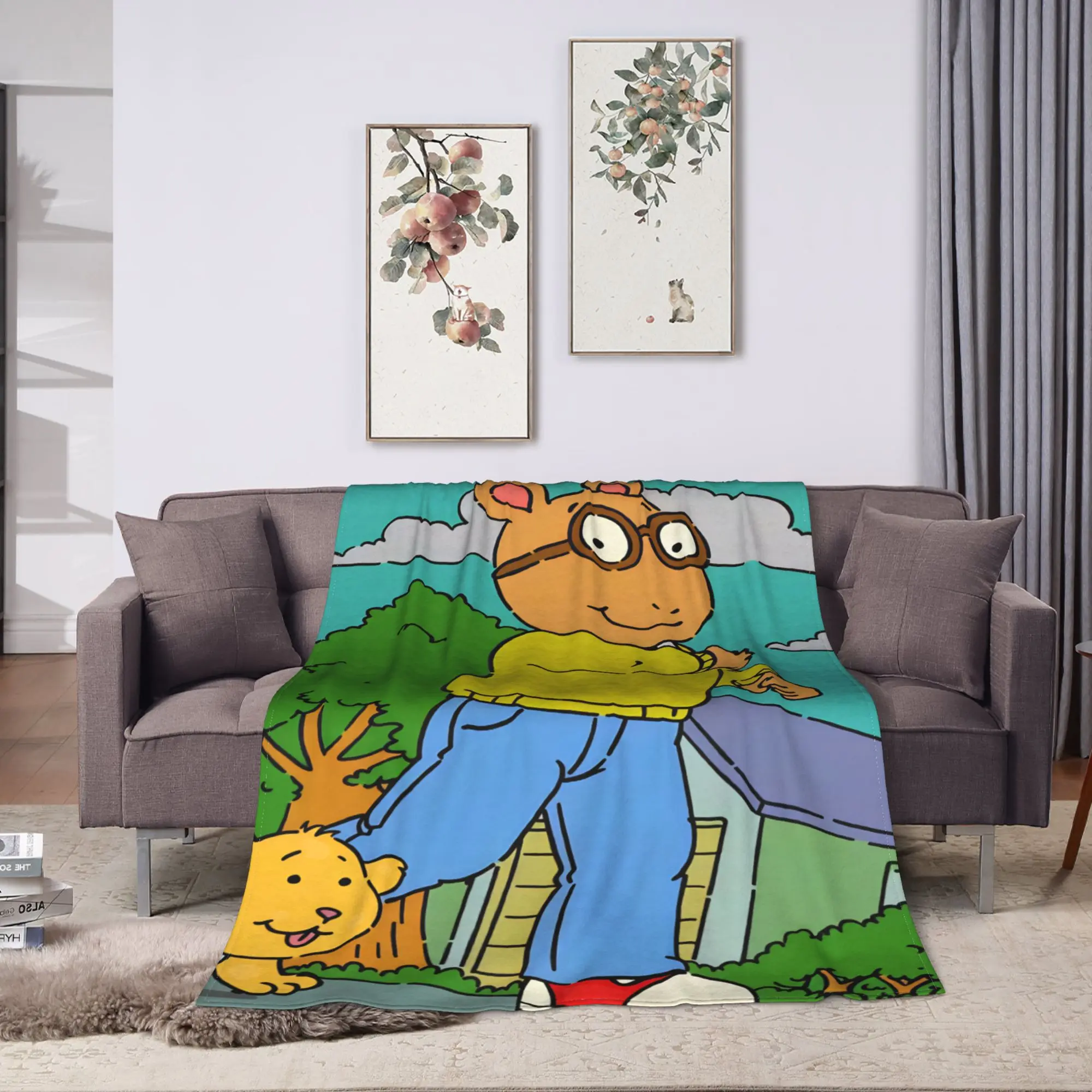 Warm Comfy Blanket Picnic Cartoon A-Arthur  Throw Blanket Graphic  Bedspread For Living Room