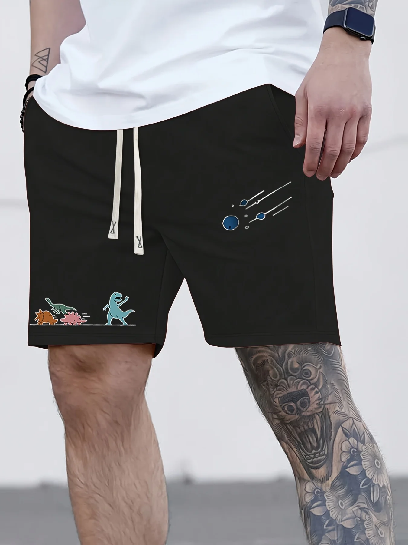 

Мужские шорты с принтом и завязками на талии для повседневной носки, модные летние шорты с принтом для мужчин