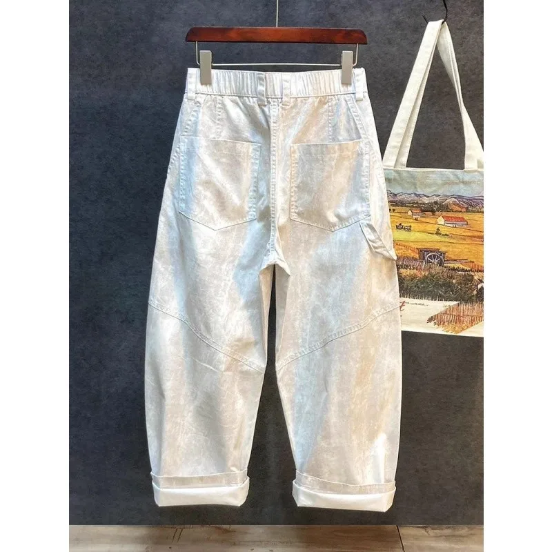 

Американские свободные прямые брюки с эластичным поясом и широкими штанинами для мужчин, осенне-весенние, с эффектом похудения, повседневные брюки