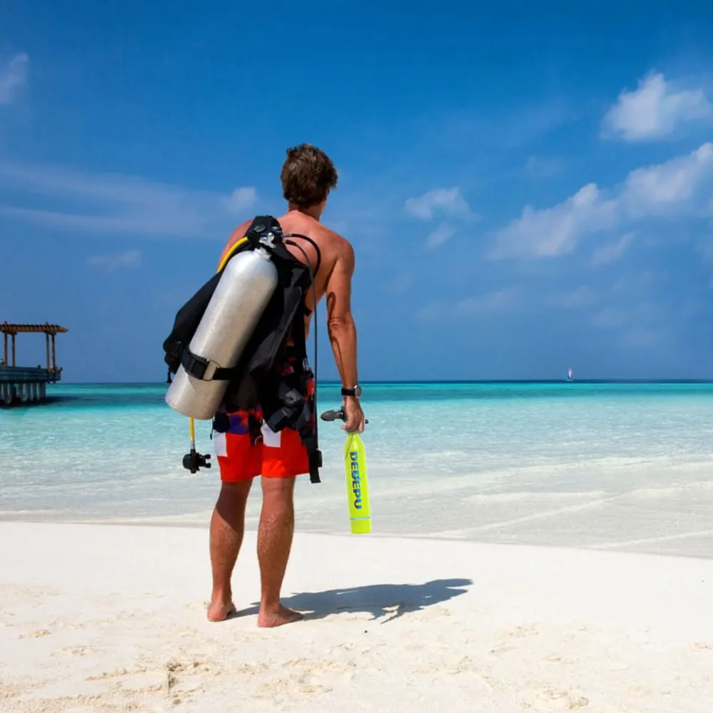 DEDEPU 0,5L Przenośny, wielokrotnego użytku aluminiowy zbiornik na tlen z pompką i maską pełnotwarzową, czas oddychania 5–10 minut