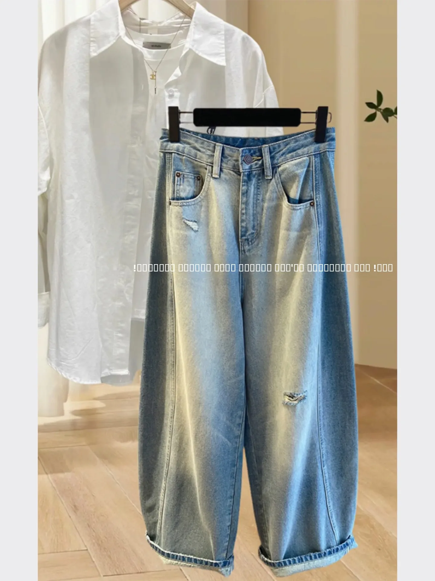 

Джинсы женские с высокой талией, свободного кроя, с рваными элементами, осенняя коллекция 2025, новинка в корейском стиле, повседневные, для города