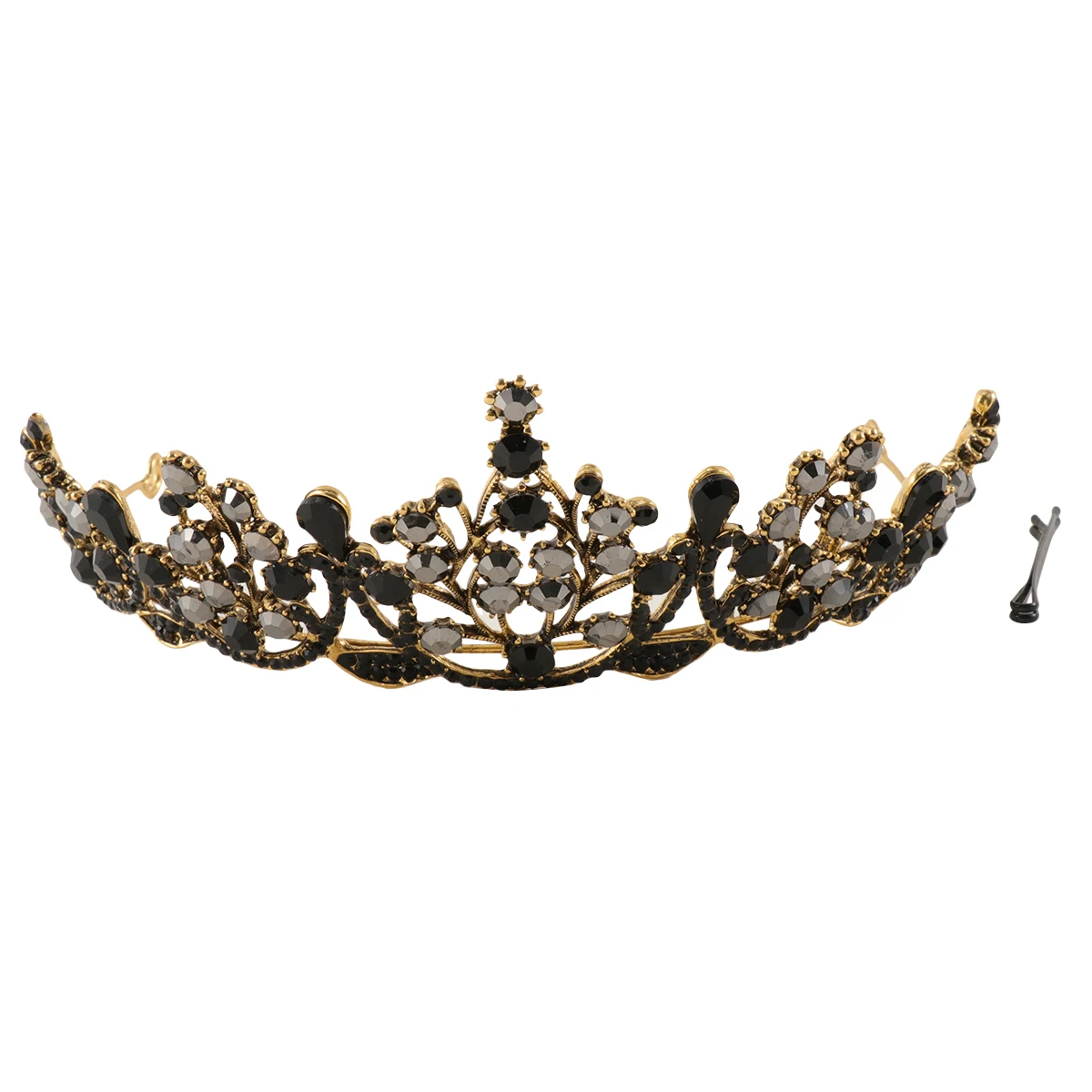 

Crystal Tiara Hair Bridal Hair Rhinestone Retro Accessories Black Crown For Classic Crown Women Elegant