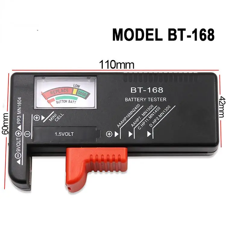 BT-168 AA/AAA/C/D/9V/1.5V batteries Universal Button Cell Battery Colour Coded Meter Indicate Volt Tester Checker BT168 Power