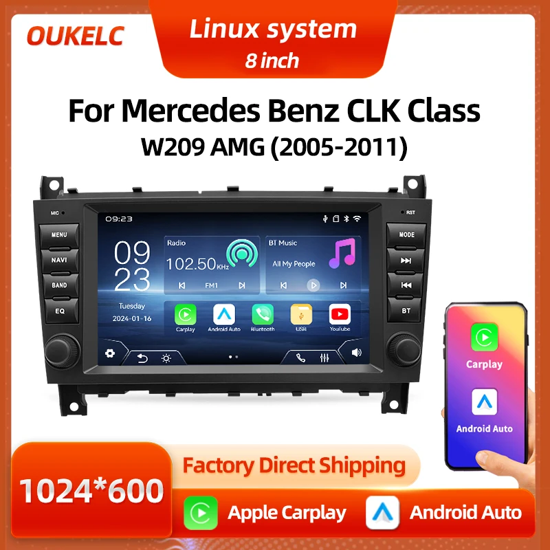 

For Mercedes Benz CLK Class W209 AMG Screen Wireless Carplay Navigtion Player Android Auto Radio Multimedia BT Car Linux System