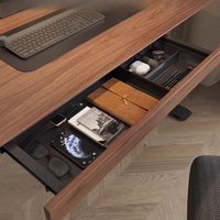 Walnut Wood Under Desk Drawer Hidden Slide-Out Tray for Office Pen Storage for Computer Table Space Saving Organizer System