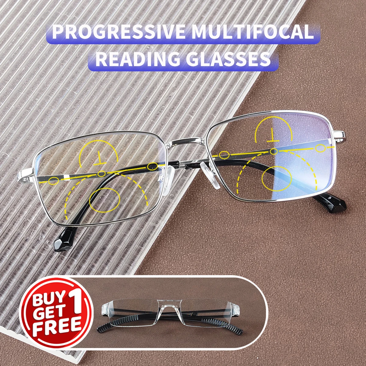 

Прогрессивные мультифокальные очки для чтения с четким зрением, поставляются со свободными встроенными очками для чтения, подходят для мужчин и женщин.