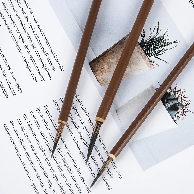 3pc Weasel Hair Hook Line Fine Paint Brush Calligraphy Brush Pen Art Stationary with Comfortable Grip, Smooth Writing for ...