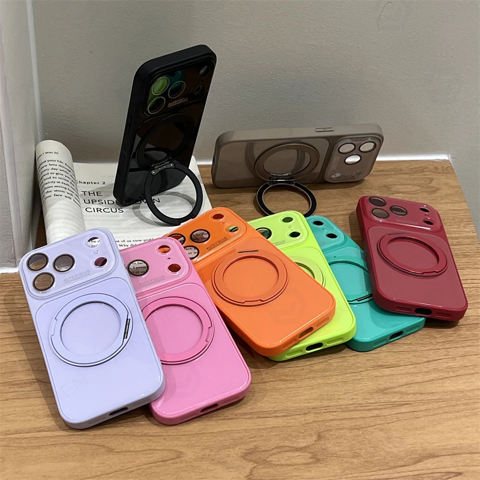 Magnetic Candy Color Tempered Glass Lens Protection Case For iPhone 15 16 17 18 Pro Max Shockproof Soft Frame Cover For Magsafe