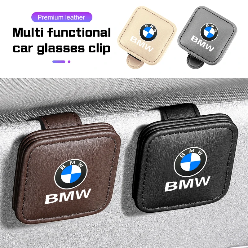 Leather Car Glasses Clip for BMW E70 E90 G30 G20 G60 G70 X1 X2 X3 X4 X5 X6 X7 iX1 i5 i7 i8 Auto Visor Sunglasses Holder Storage