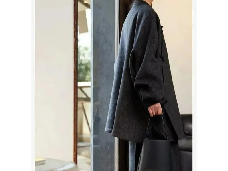 سترة علوية ريترو مع فتحة مائلة وإبزيم علوي 2025 سترة على الطراز الصيني الجديد #3