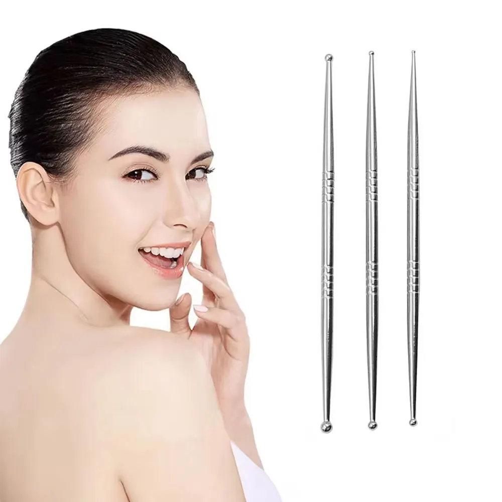3PCS Acupuncture Set - Double Head Face Massage Tool, Steel Acupressure Pen, Ear & Body Acupoint Probe for Muscle Relief