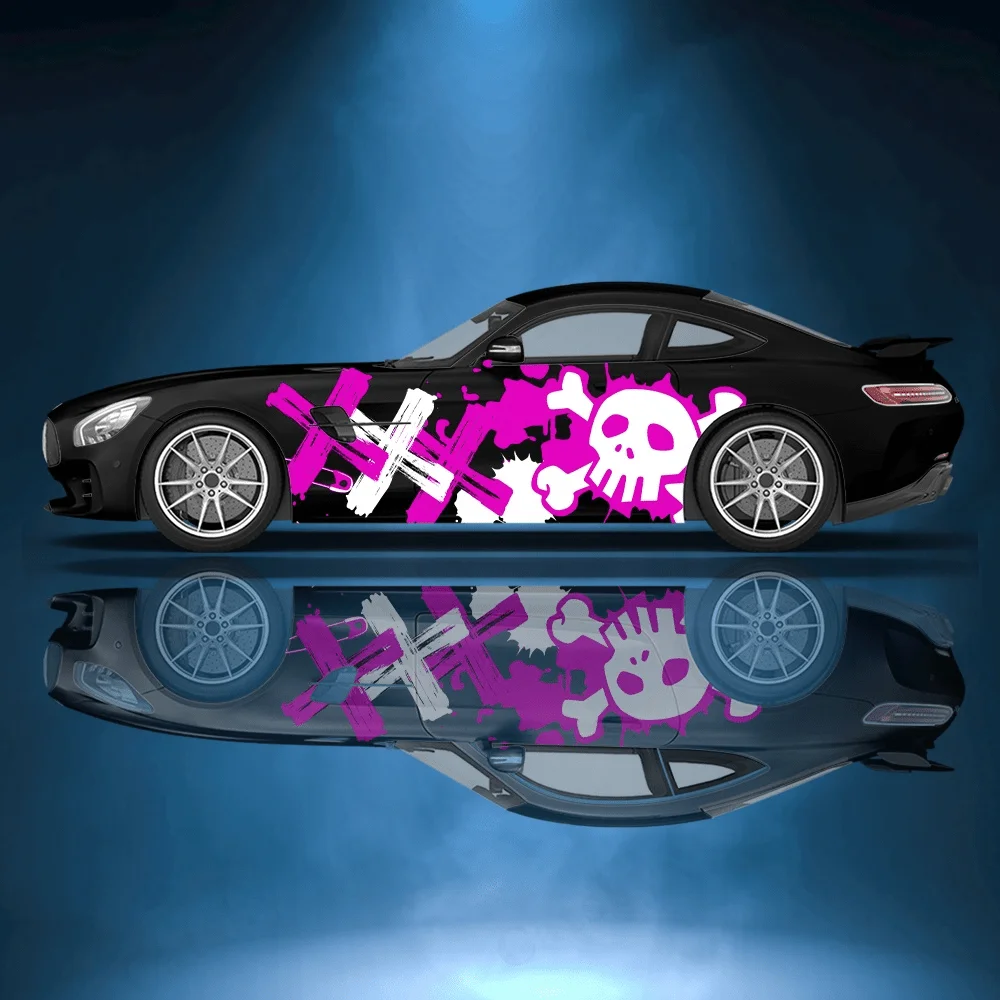 

2 шт. наклеек на автомобиль с рисунком черепа и символа X, виниловые наклейки для декора кузова, защита от царапин, водонепроницаемые, для полной оклейки автомобиля.