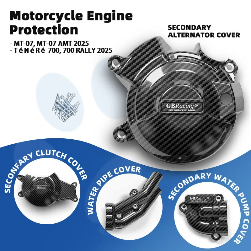 

protector de motor moto GBRacing Beefed-Up Engine Guard Set (Side + Clutch Cover) – 2025 For Yamaha MT-07 & Ténéré 700