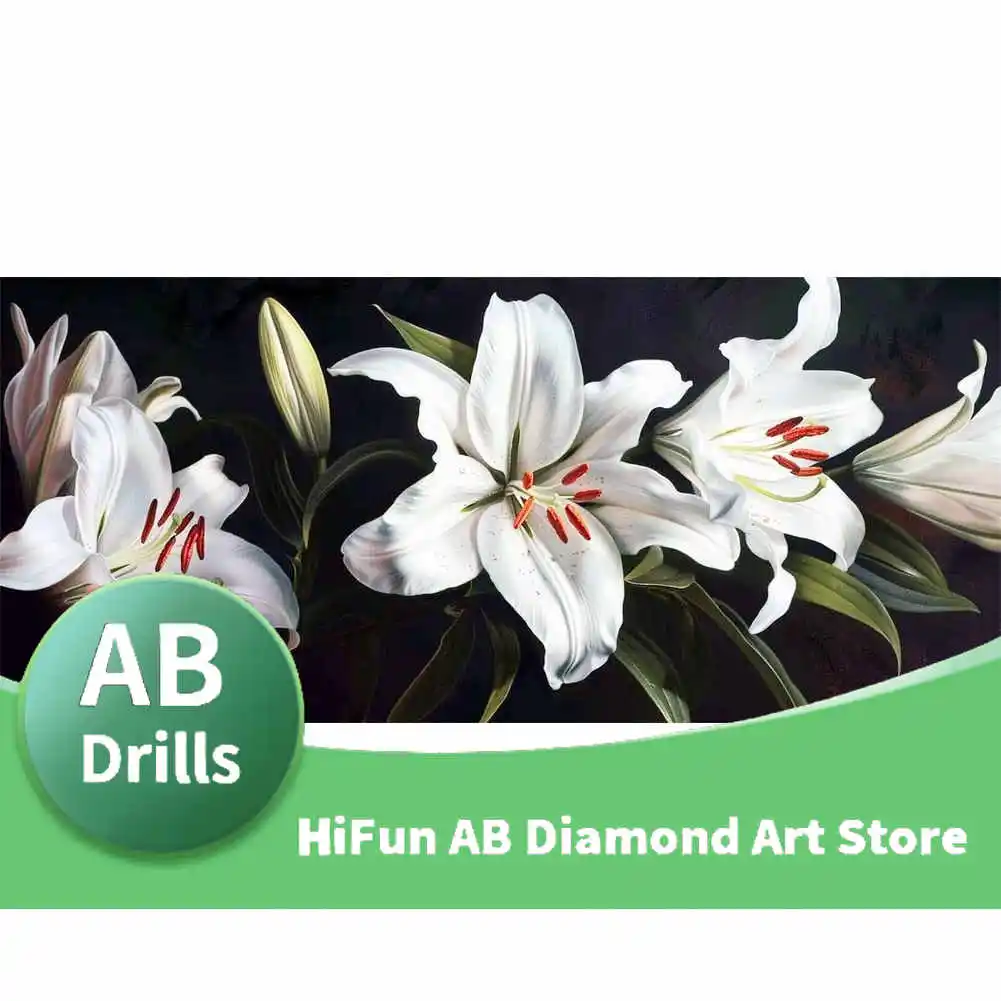 AB Drill Diamond Embroidery Flower Full Square Round Drill Painting Pink Lilies New Collection Art Wall Decor Handmade Gift