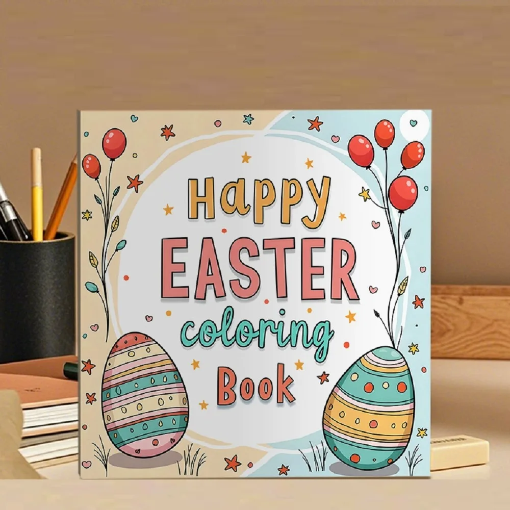 Happy Easter Coloring Book Cute Stress Relief Drawing Pages Perfect Gift for Birthday and Party